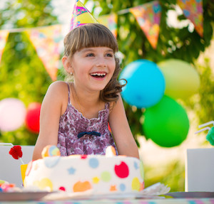 Birthday girl enjoying her outdoor party in Robbinsville, New Jersey